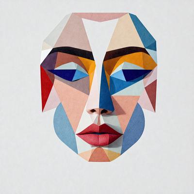 The primary subject of the image is a close-up of a woman's face, which is depicted in a colorful and artistic manner. The setting is a white background, and the visual style appears to be a combination of digital art and illustration. The colors and mood of the image are vibrant and lively, with a focus on the woman's lips and eyes.